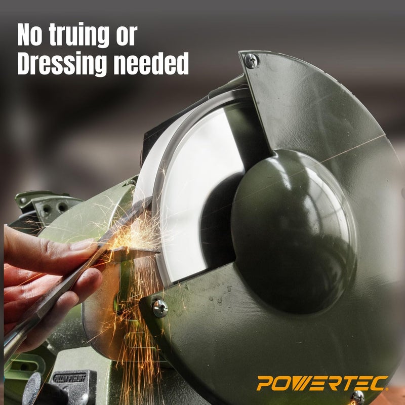 POWERTEC CBN Grinding Wheel 8 Inch 180 Grit, Bench Grinder Wheel for Sharpening HSS Tools, Lathe Tools & Chisel Set, 8" x 1" Wide, 5/8" Arbor Bench Grinder Wheels for Bench Grinder, 1 PK (15700) - Image 4